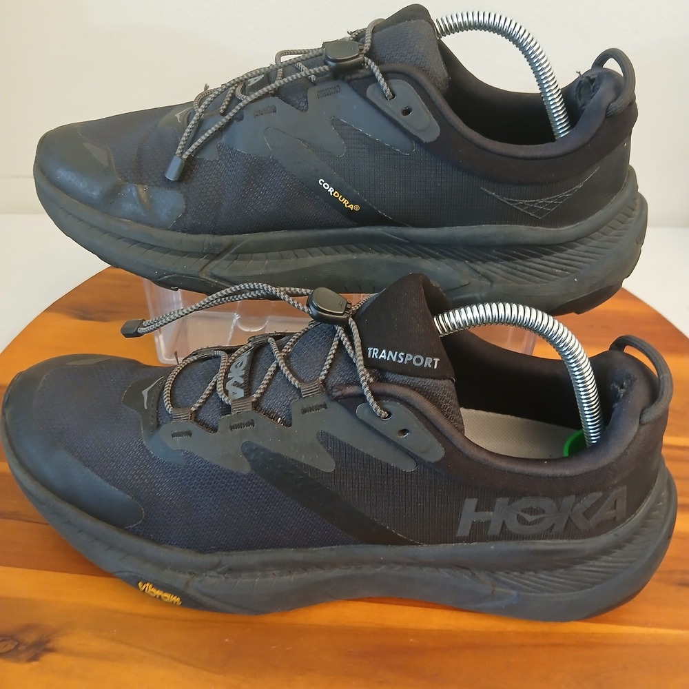 Hoka One One Transport Mens 10.5 Black Trail Running Shoes Sneakers 1123153 BBLC